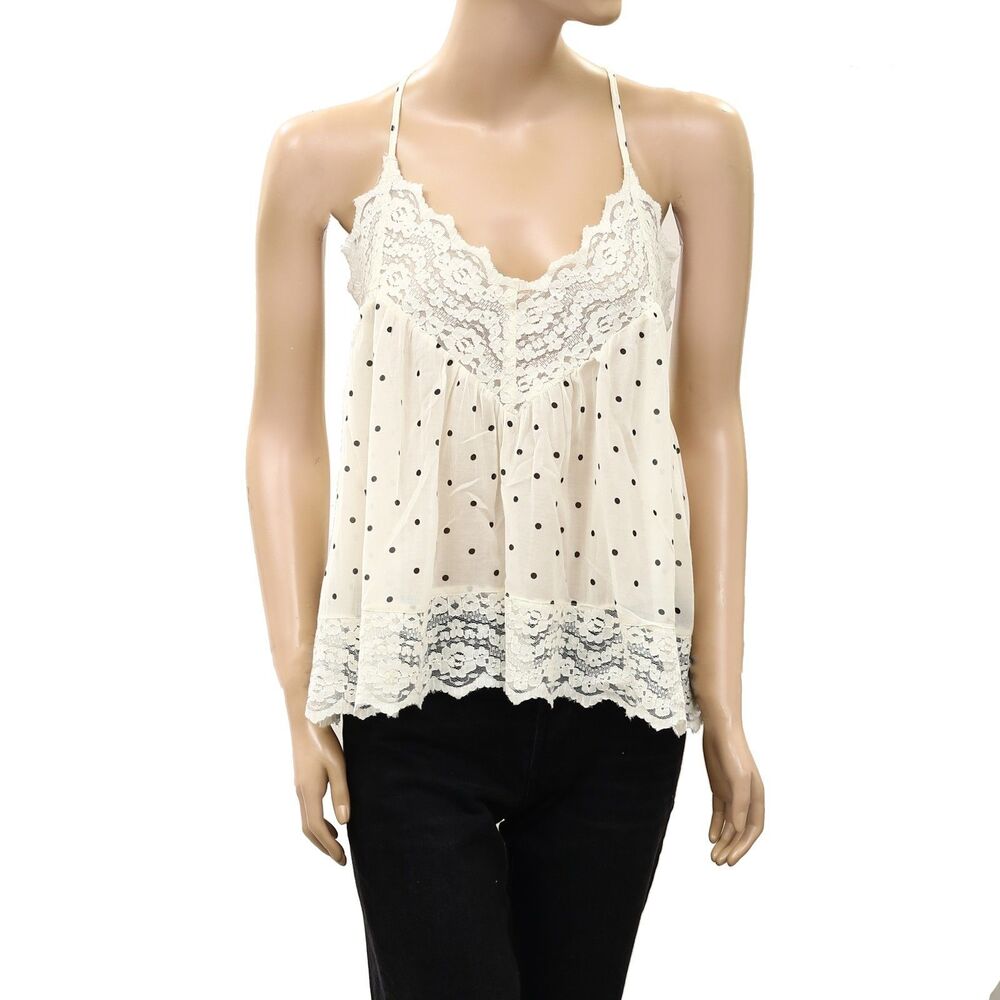 Intimately Free People Fiona Printed Cami Blouse Top Sleeveless Lace M 289534 - Picture 5 of 9